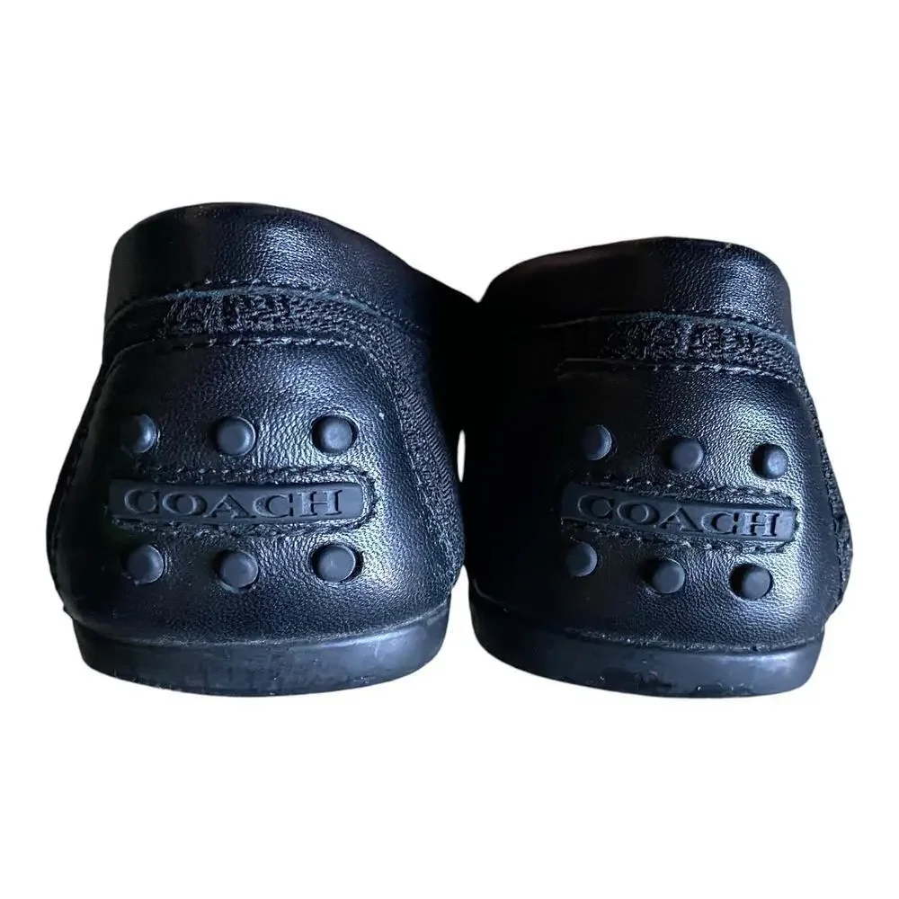 COACH Signature C Loafers Black Leather Driving Moccasin Women's 6.5 B Classic